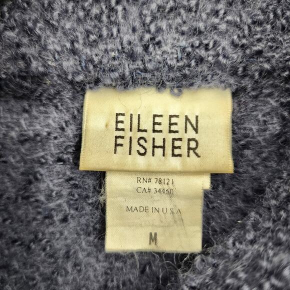 Eileen Fisher Vintage Blue Long Sleeve Boiled Wool Sweater Size Medium - Picture 2 of 4